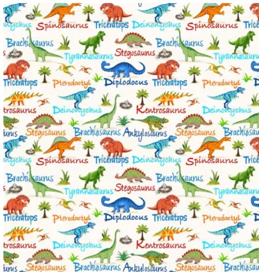 Cream Mini Dinosaurs & Names - Timeless Treasures