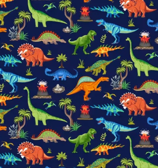 Navy Dinosaurs Scenic - Timeless Treasures