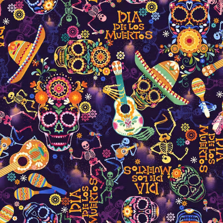 Skulls & Guitars Purple - Day of the Dead